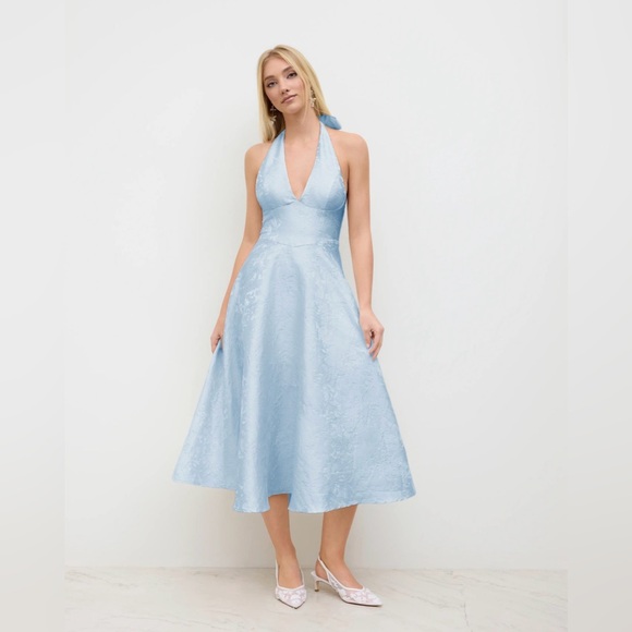 Cider Dresses & Skirts - Cider JACQUARD HALTER NECKLINE FLORAL LACE UP MAXI DRESS XL FE2-5